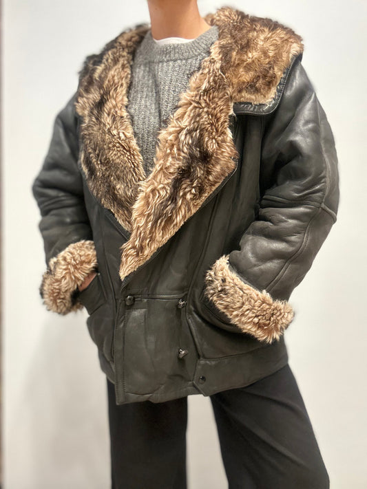 Vintage zwarte lammy coat
