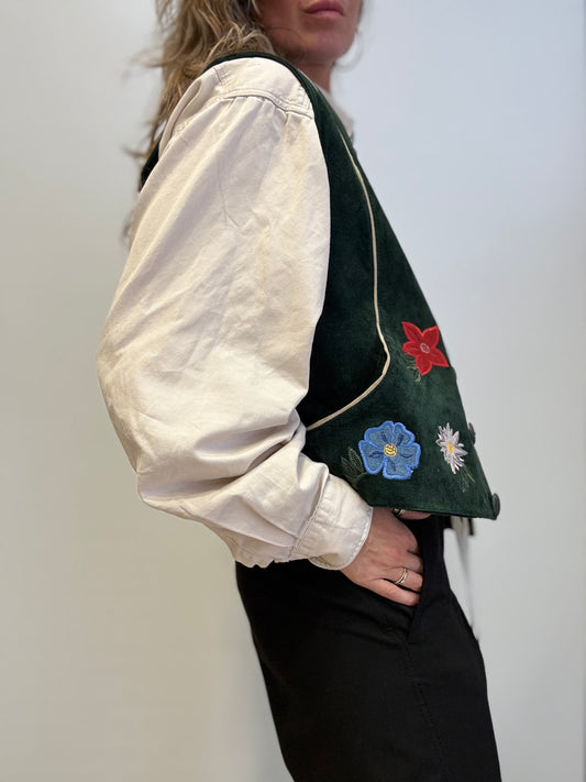 Embroidered Suede Alpine Waistcoat