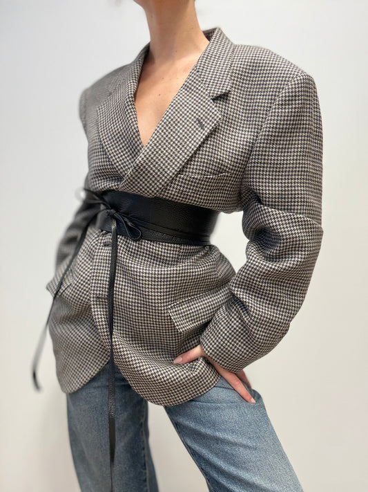 Vintage Valentino Houndstooth Blazer in Grey & Black