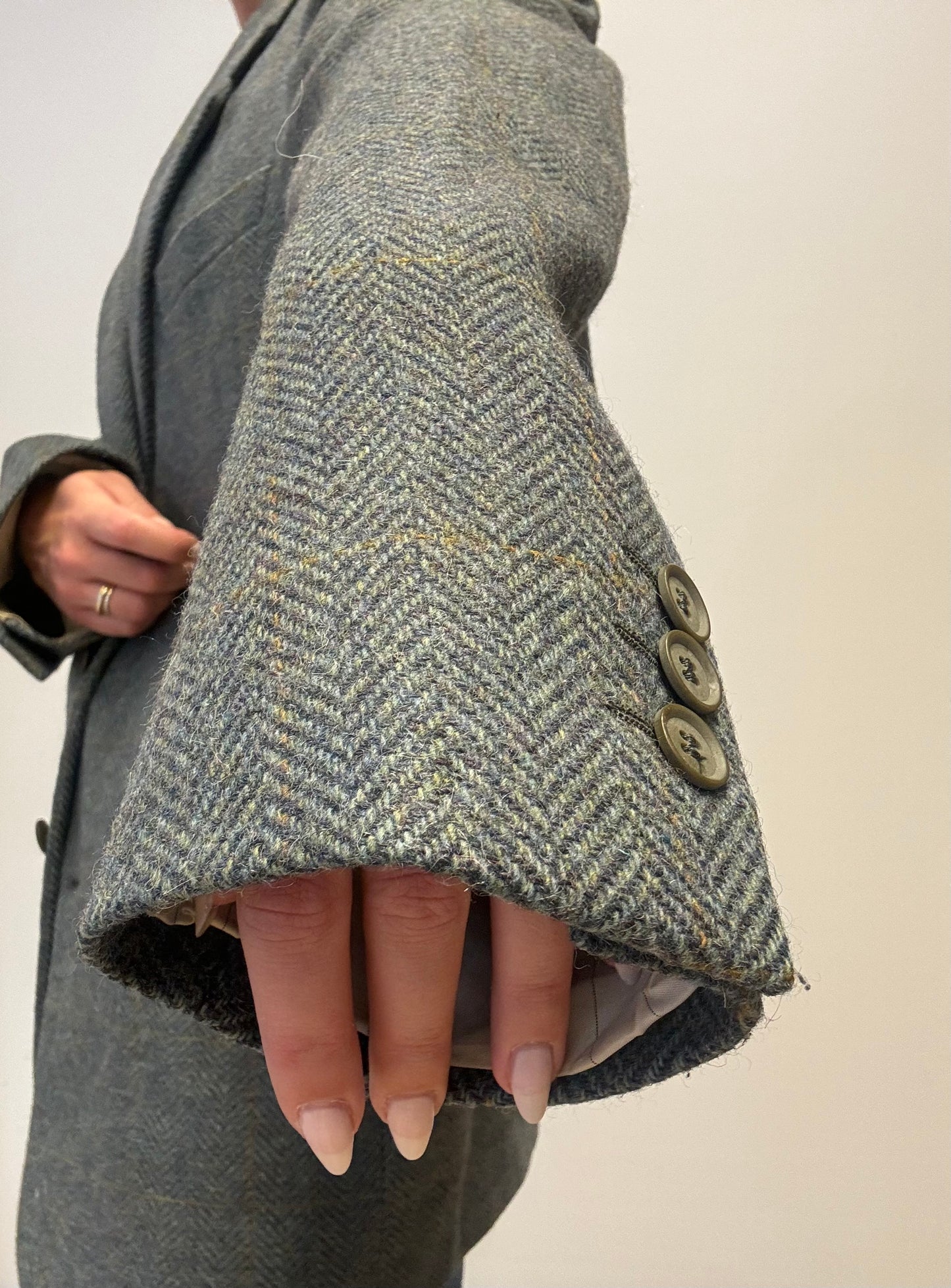 Vintage Herringbone Leonard Wool Blazer in Green