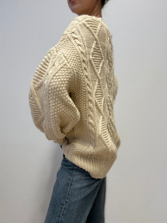 Vintage Cream Cable Knit Sweater