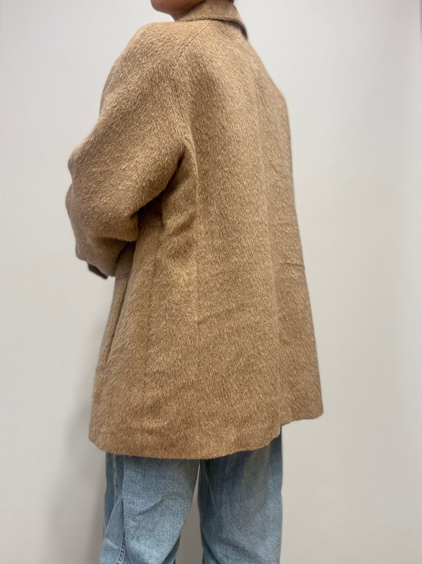 Vintage wollen korte jas in esdoornsiroopkleur