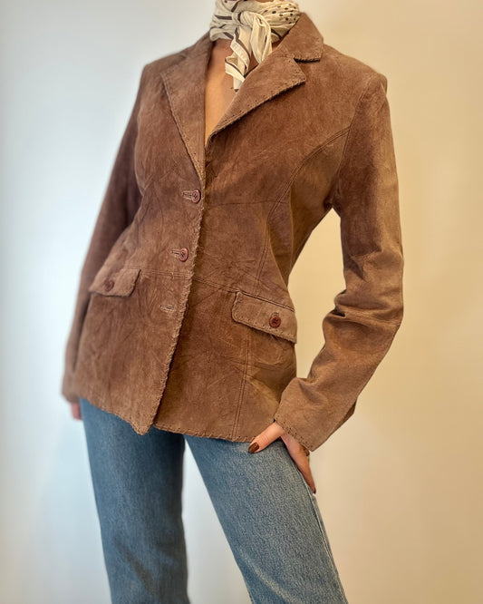 Vintage Suède Blazer in Warme Taupebruine Tint