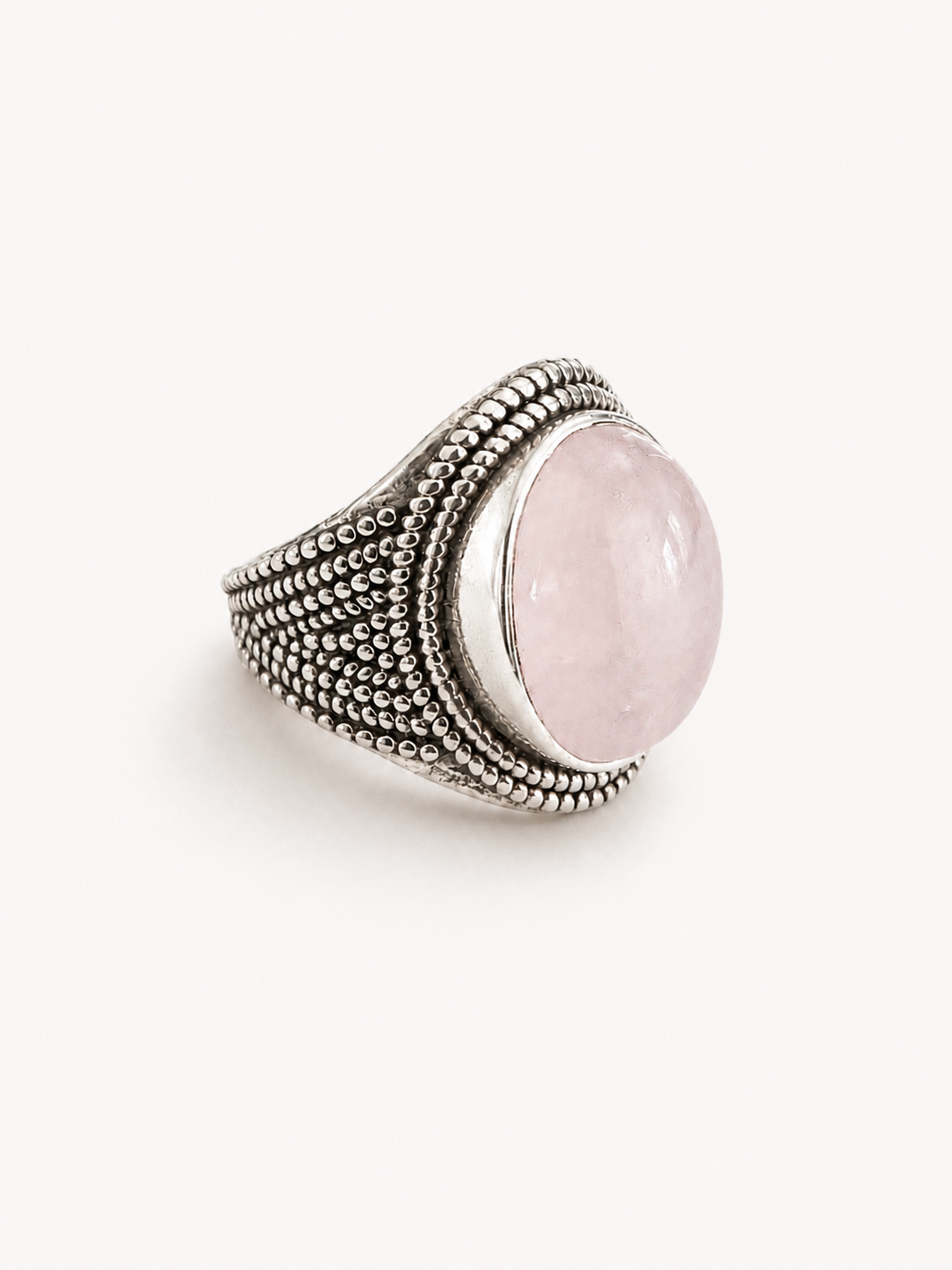 925 Sterling Silver Rose Quartz Statement Ring