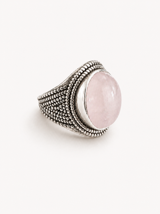 925 Sterling Silver Rose Quartz Statement Ring
