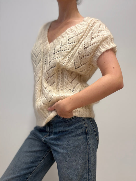 Vintage Wool Cream Knit Vest