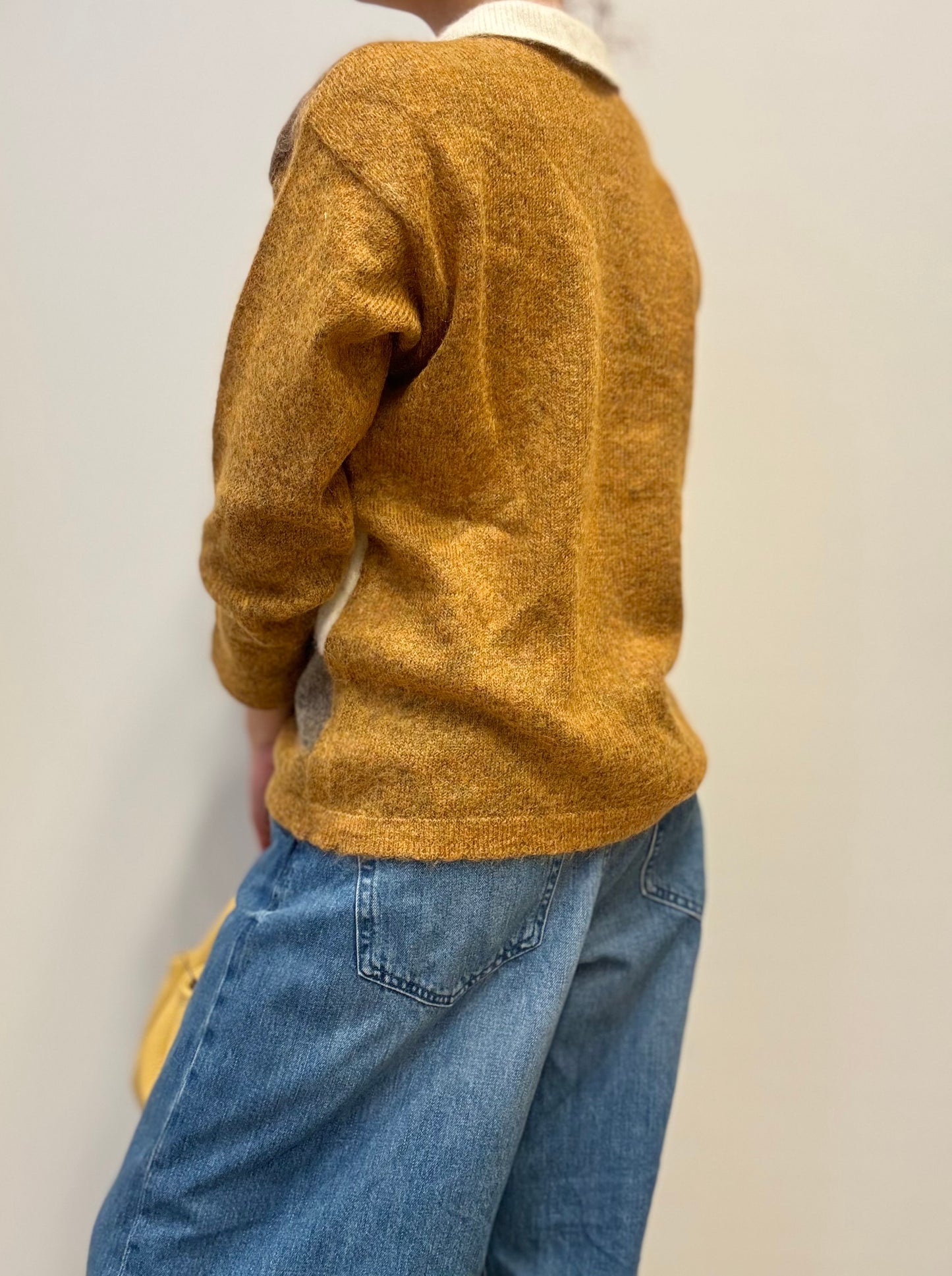 Vintage Trui met Patchwork & Geborduurd Detail