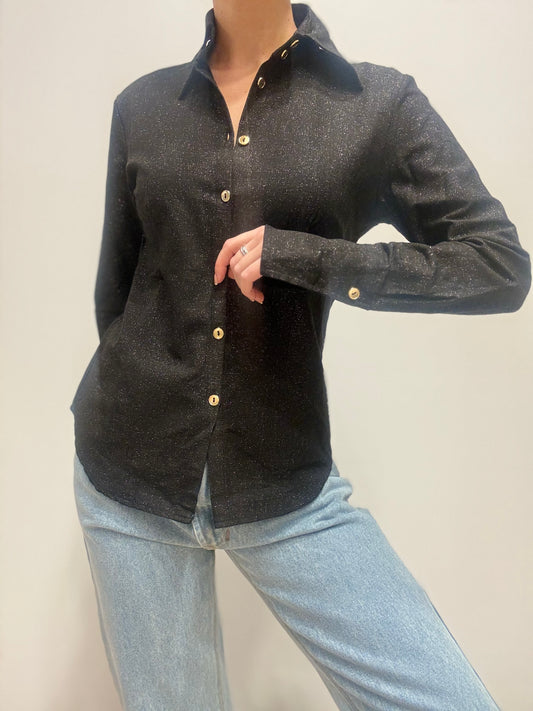 Zwarte met gouden glitter blouse