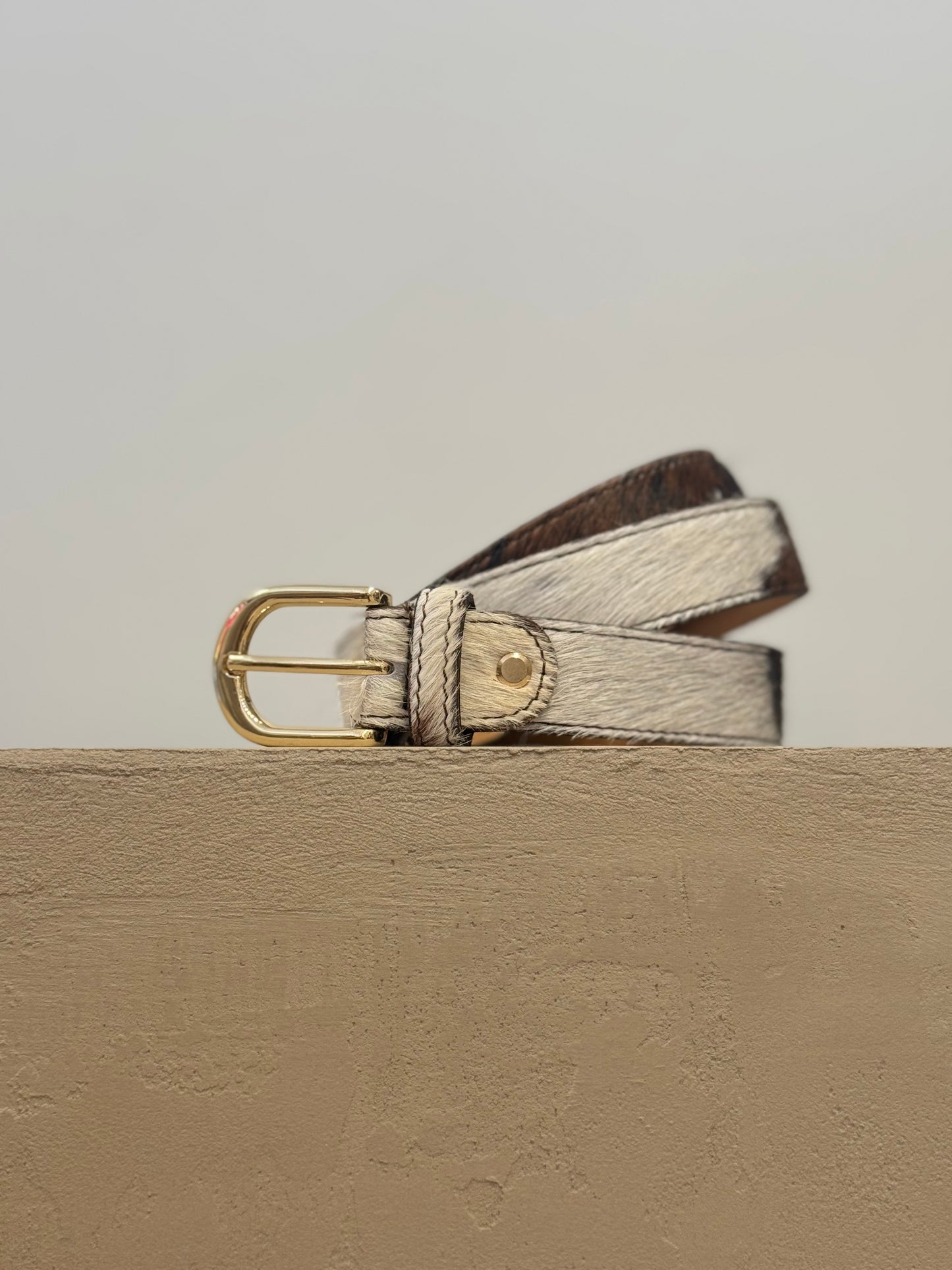 Cowhide Leather Belt – Gold Buckle