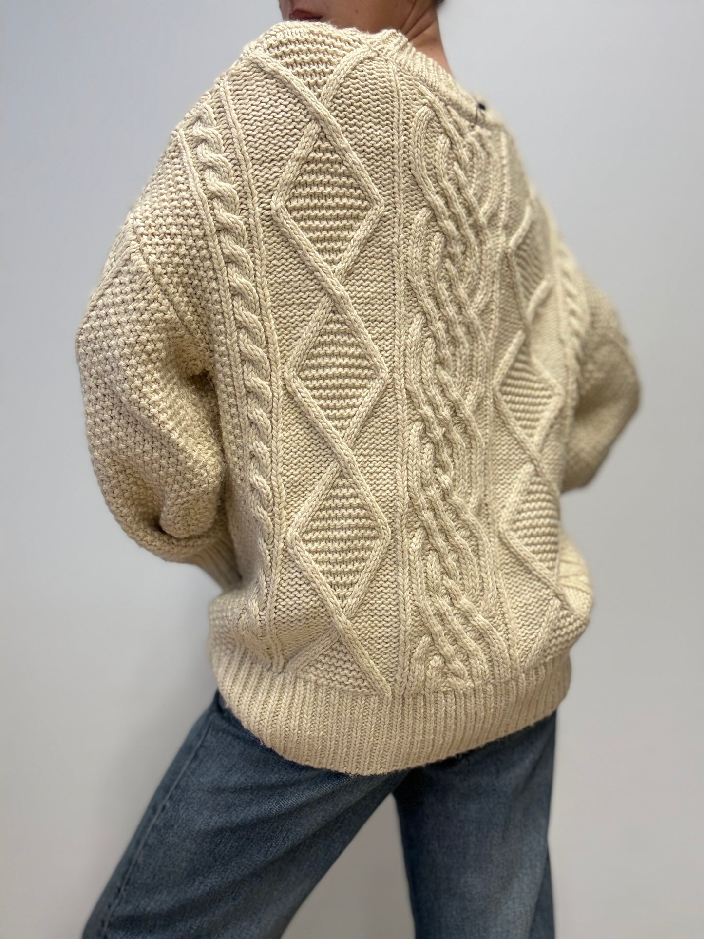 Vintage Cream Cable Knit Sweater