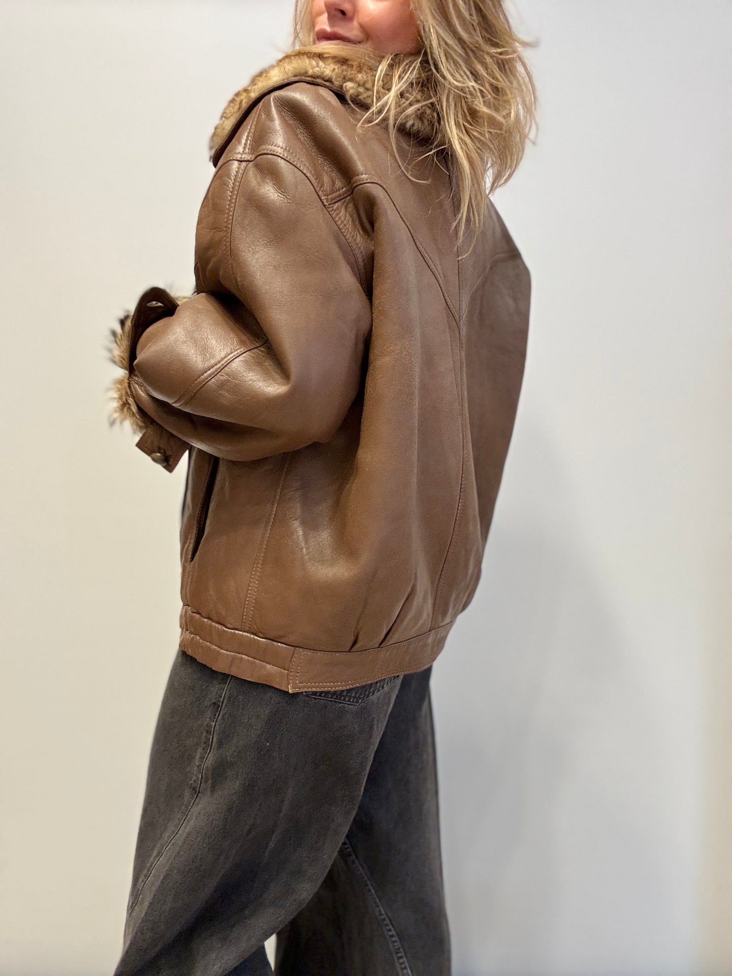 Vintage Shearling Jacket Brown