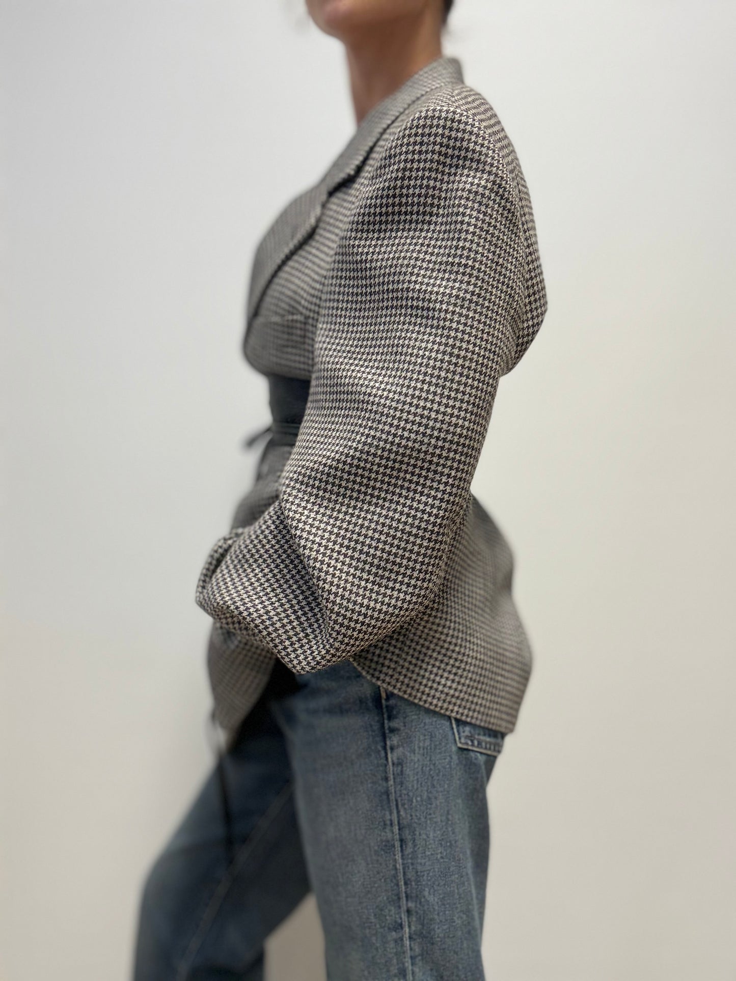 Vintage Valentino Houndstooth Blazer in Grey & Black