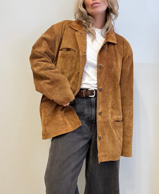 Vintage Suede Blazer Camel Brown