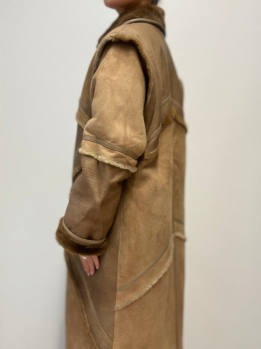 Vintage shearling jas in Warm Camel