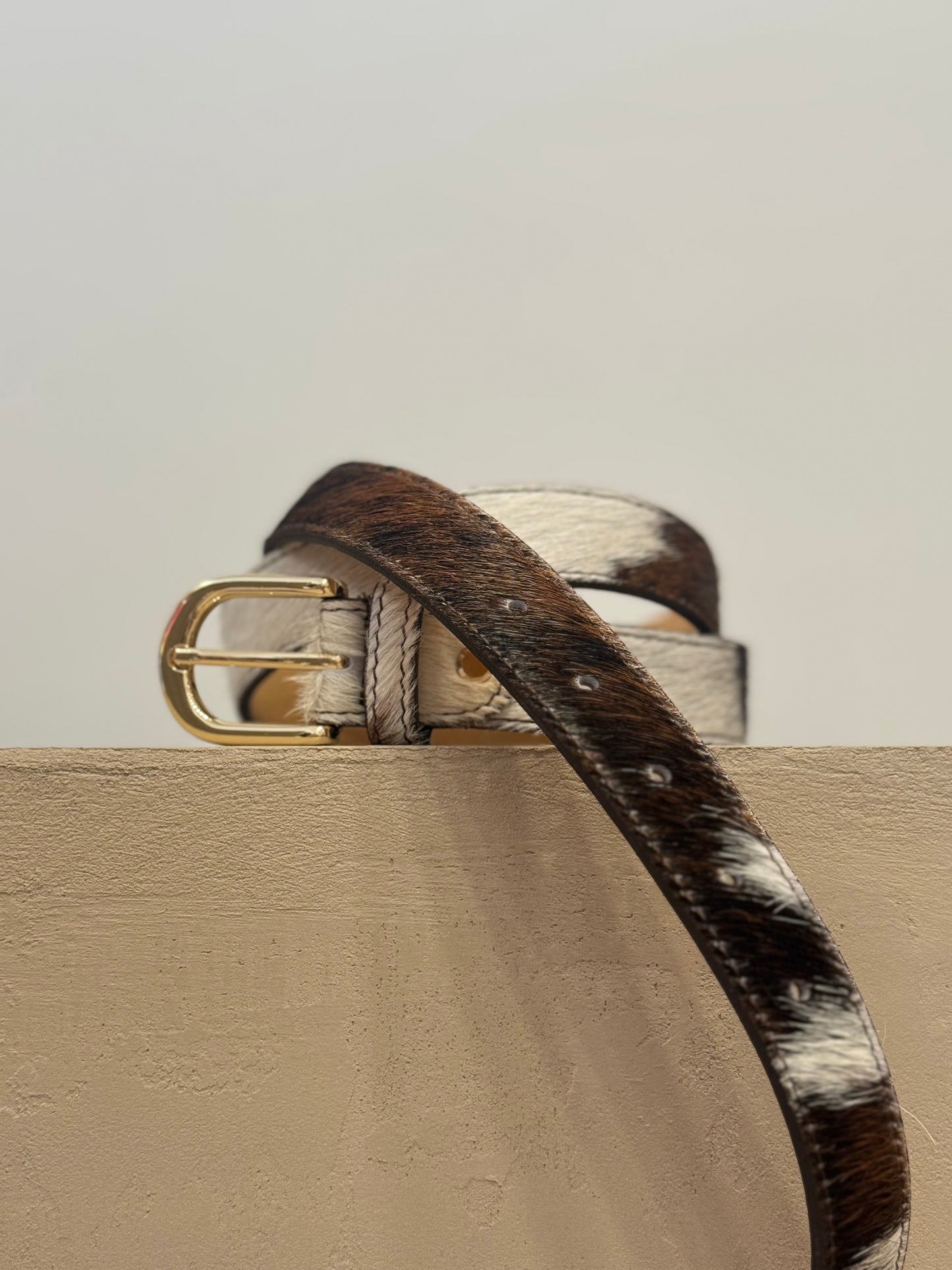Cowhide Leather Belt – Gold Buckle