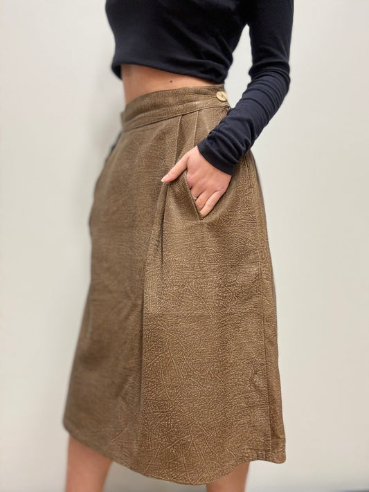 Vintage midi rok met structuur