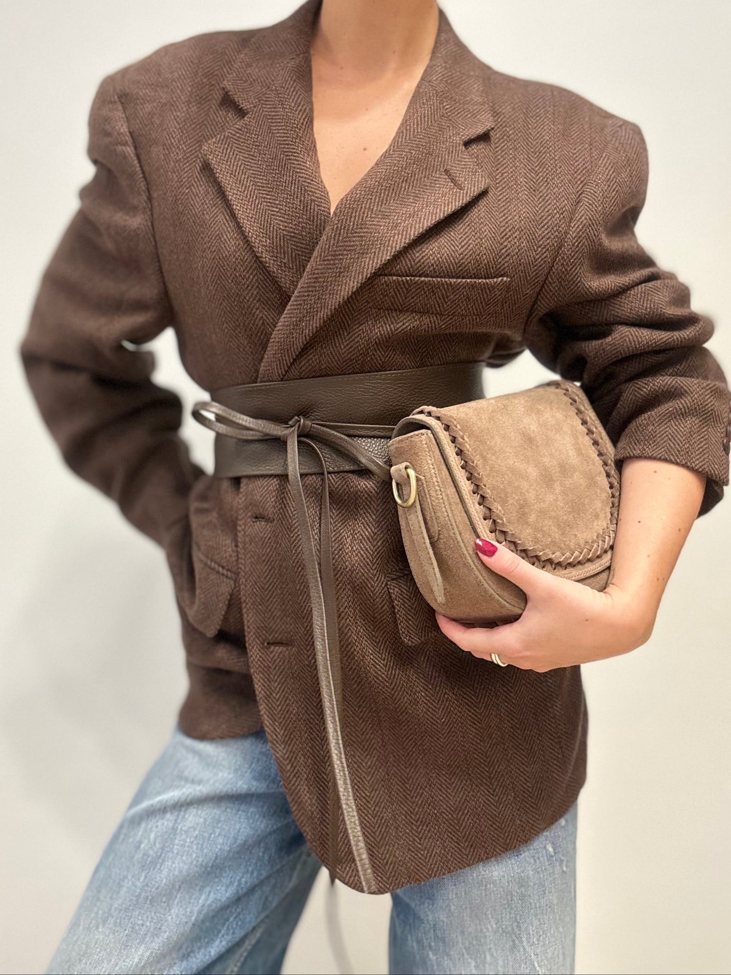 Ralph Lauren Vintage Blazer in Bruin Visgraatmotief