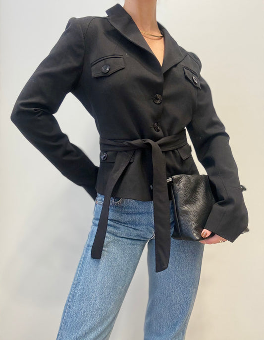 Vintage Tailored Wool Blazer in Classic Black