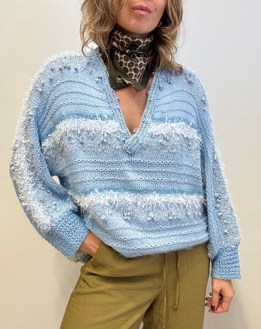 Light blue textured knit sweater