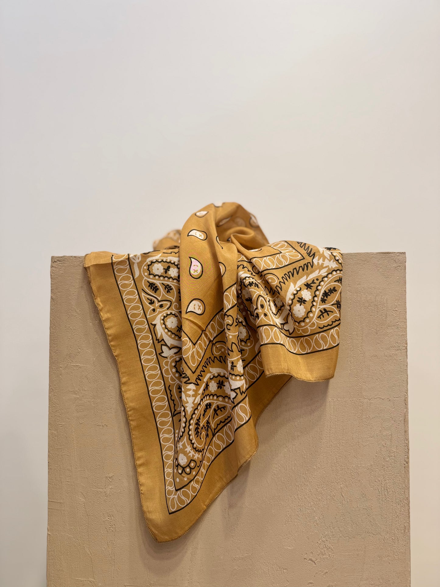 Mustard Paisley Silk-Cotton Scarf