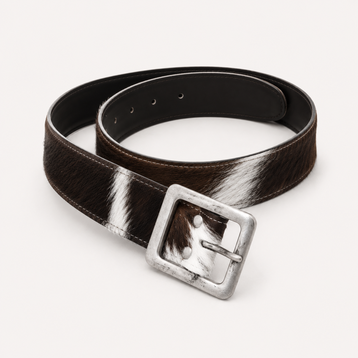 Koeienhuid Riem Bruin/Wit 95cm
