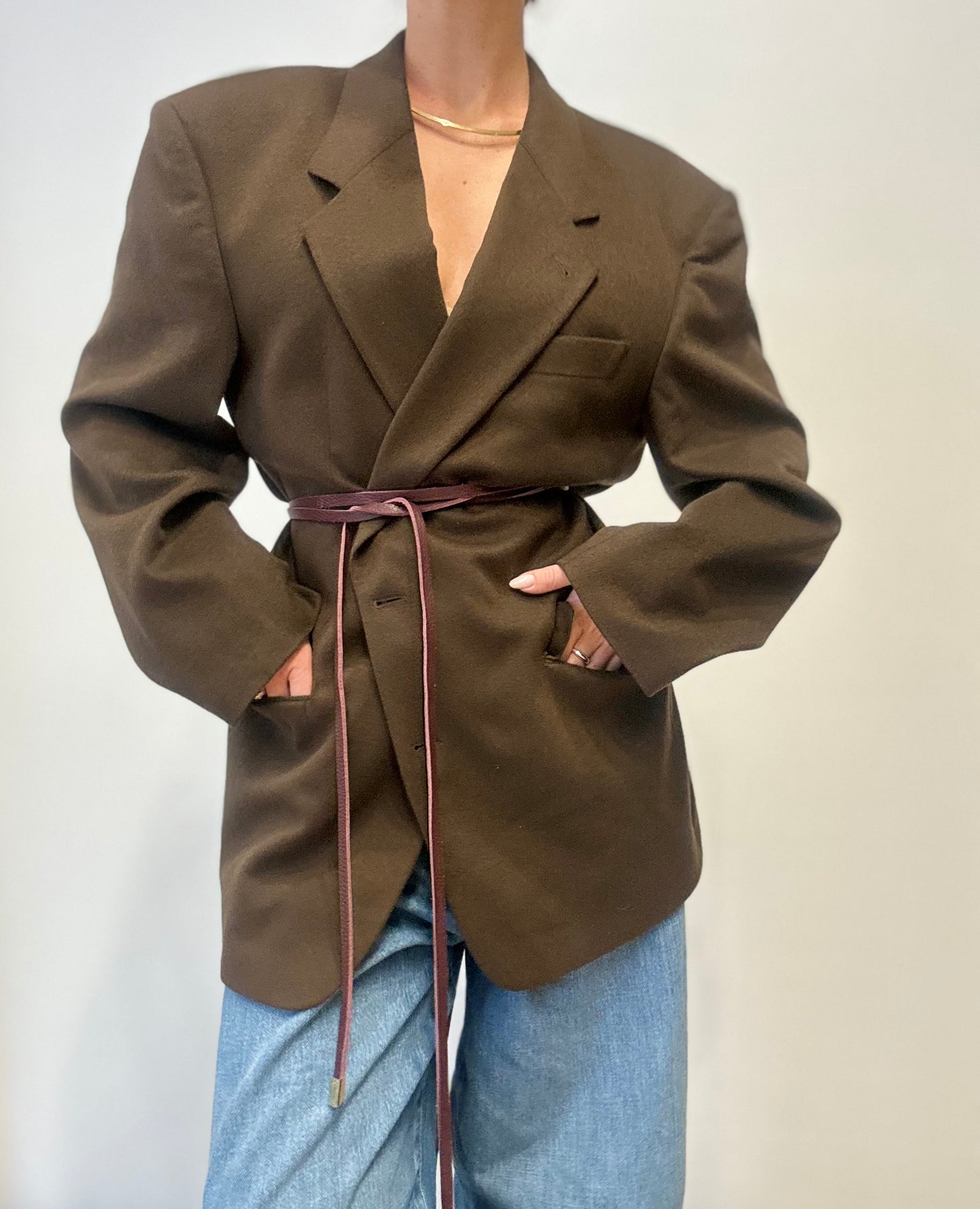 Vintage Wool Blazer in Moss Brown
