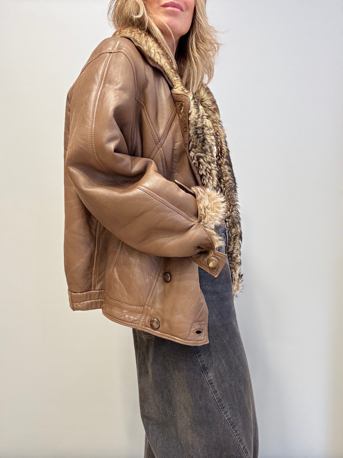 Vintage Shearling Jacket Brown
