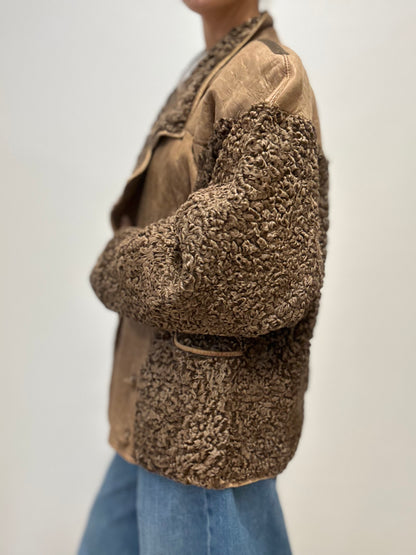 Vintage Omkeerbare Shearling Jas in Warm Camel & Curly Fur