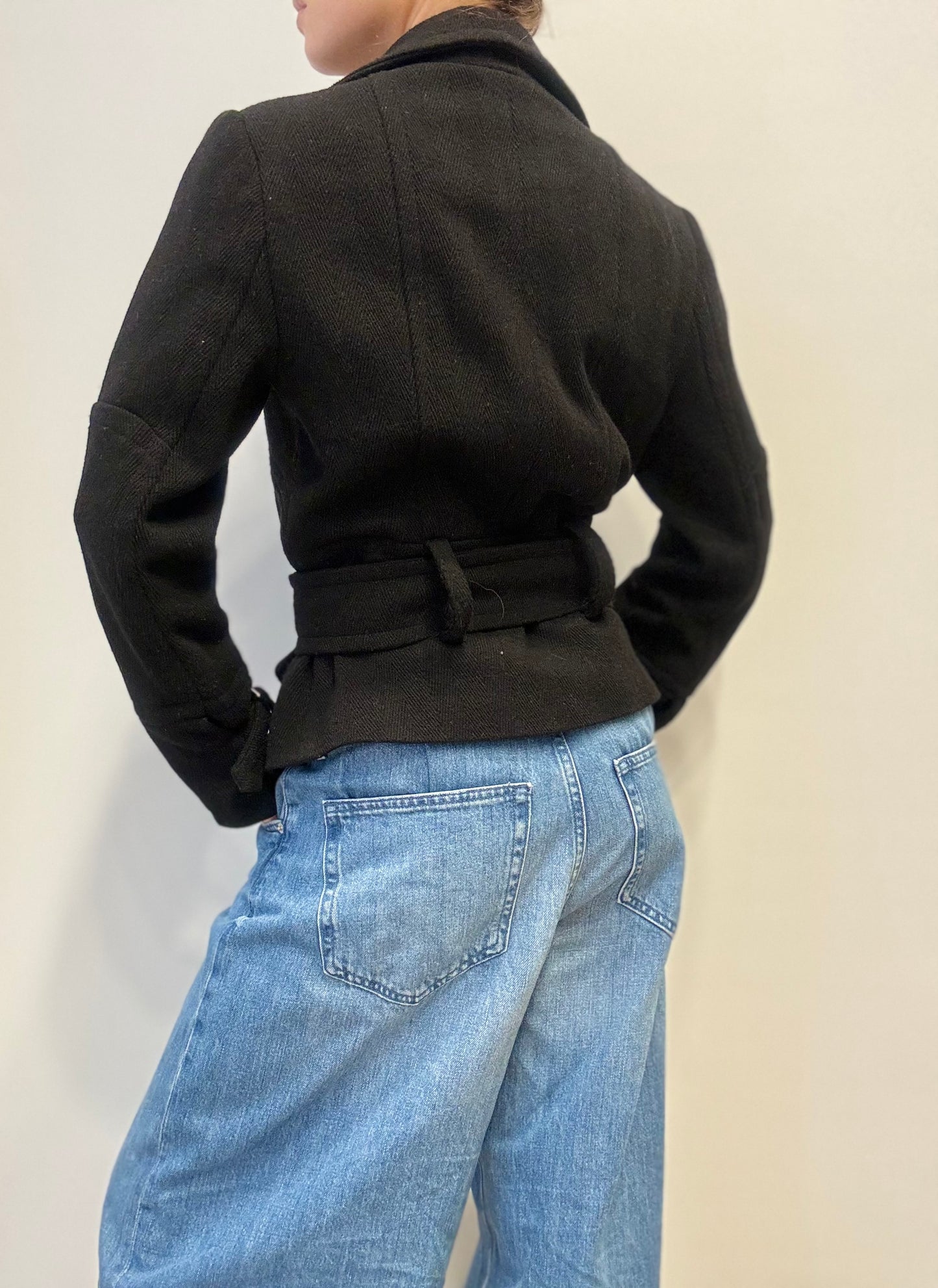 Class Zwarte Mantel met Tailleceintuur