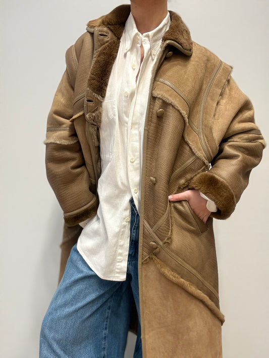 Vintage shearling jas in Warm Camel