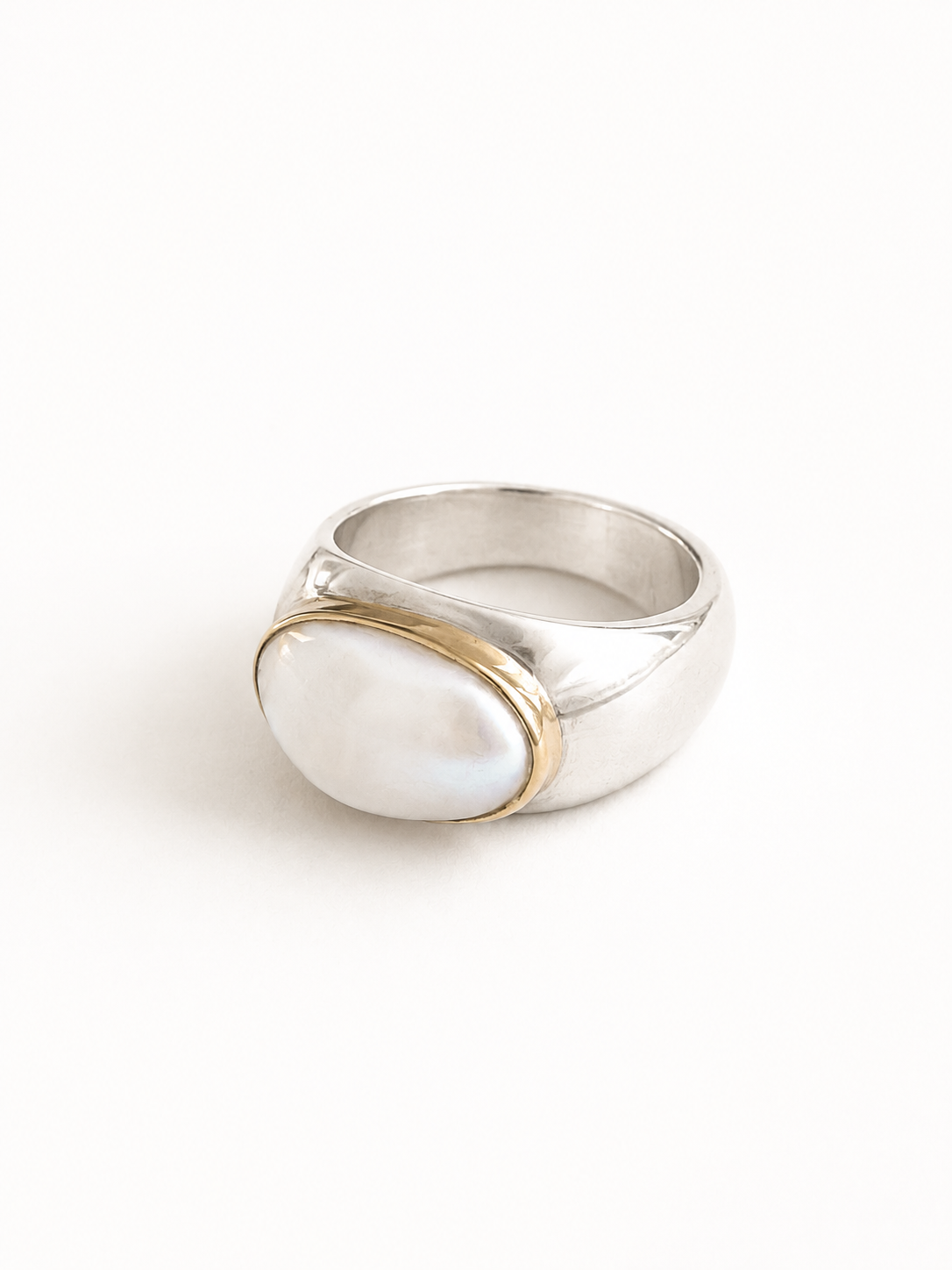 Vintage 925 Zilveren Ring met Parelmoer