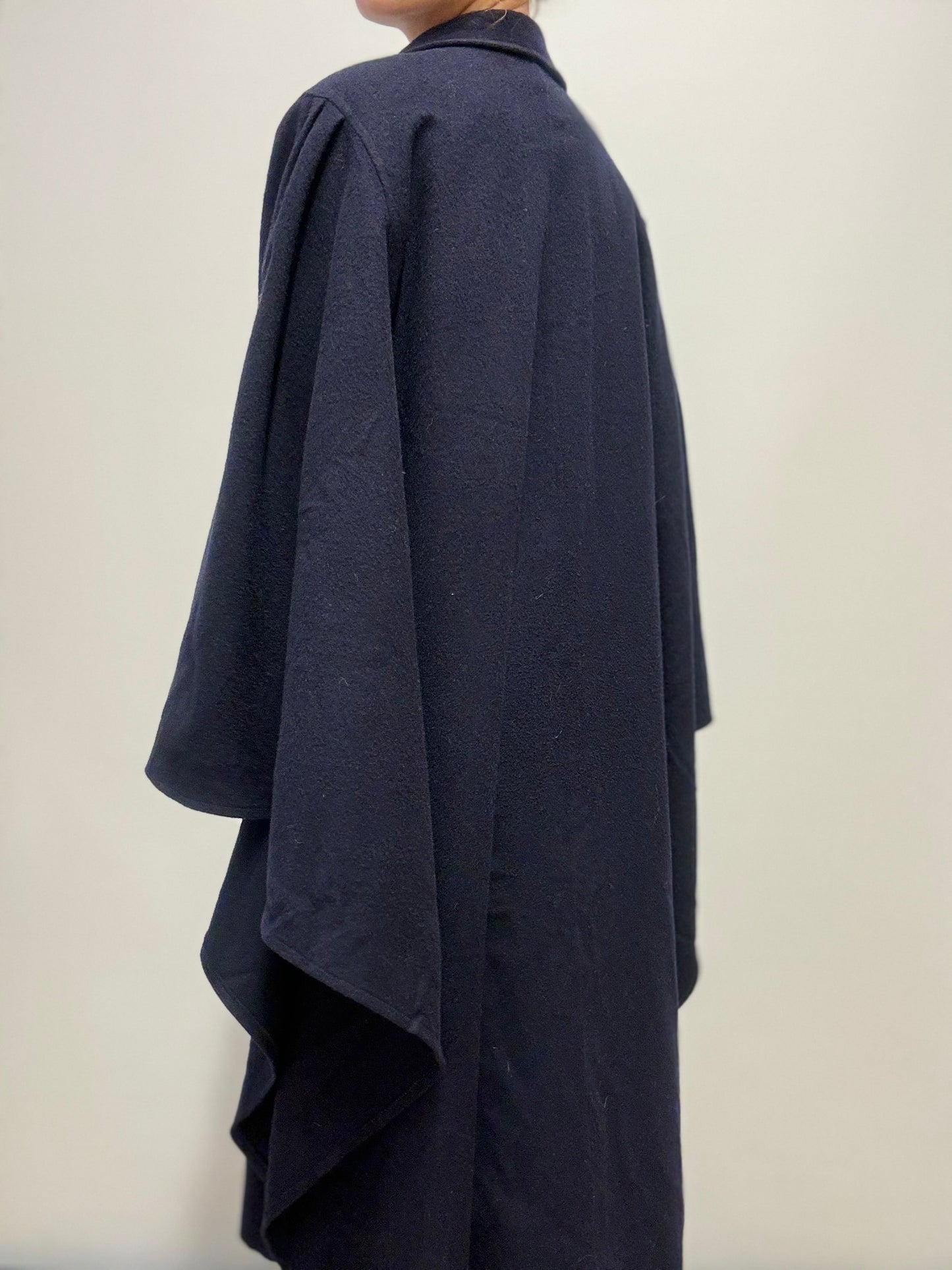 Donkerblauwe oversized mantel met ruitvoering