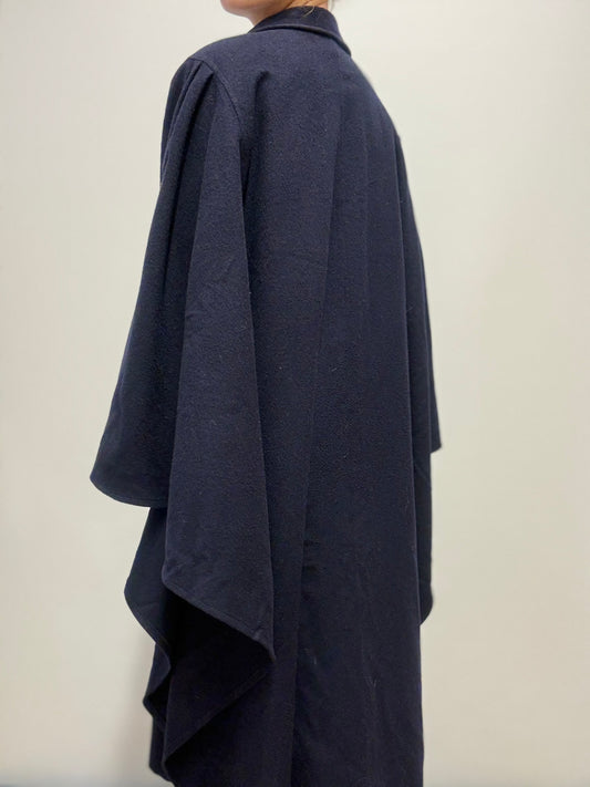 Donkerblauwe oversized mantel met ruitvoering