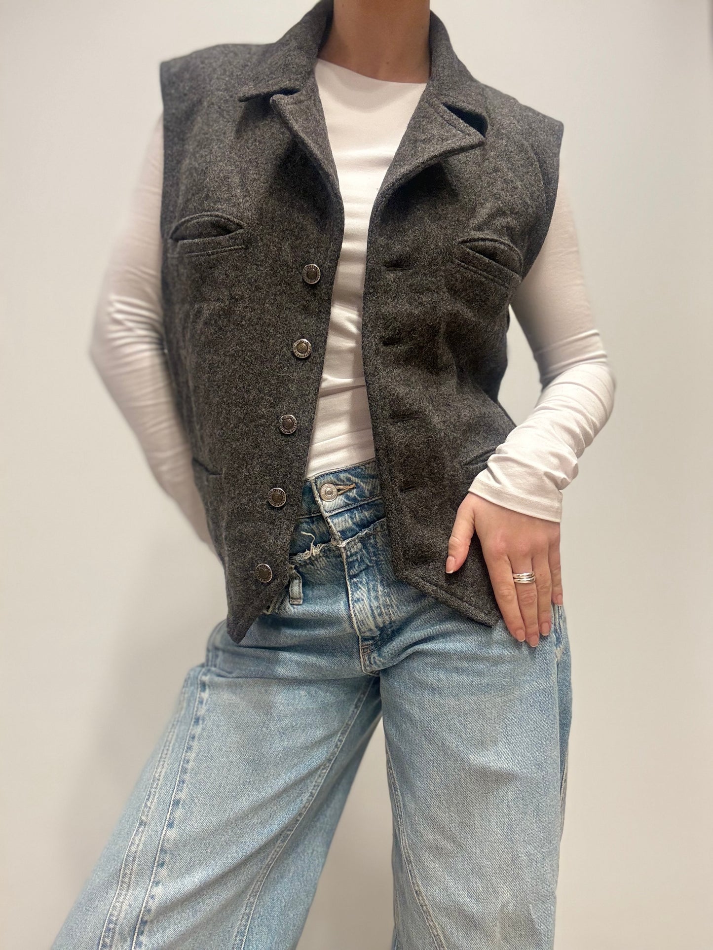 Wollen gilet USA - Grijs