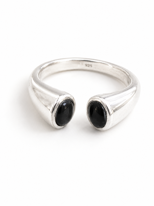 Vintage 925 Zilveren Open Ring met Granaat