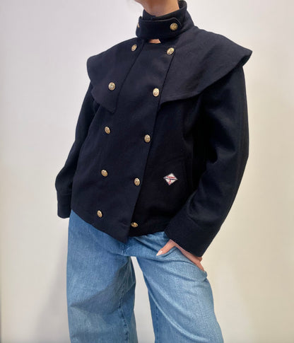 Vintage St. Tropez Naval-Inspired Wool Jacket in Navy Blue