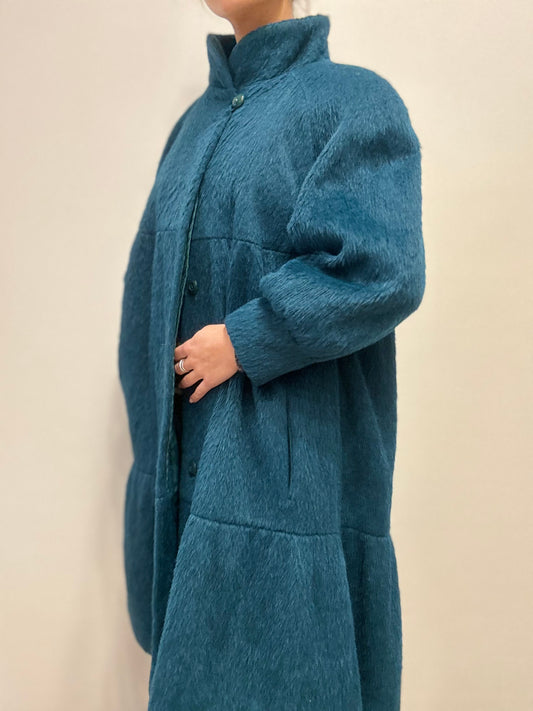 Vintage alpaca-wollen jas met ballonmouw