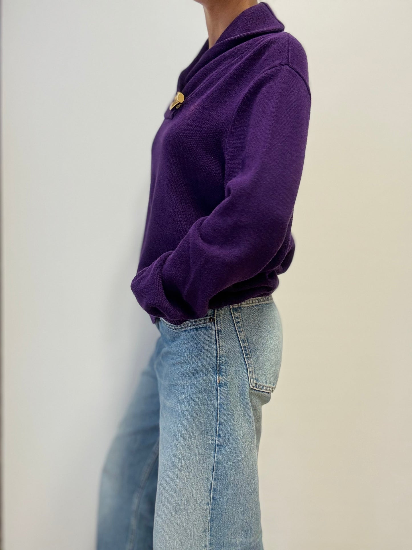 Ralph Lauren Paarse Trui met Gouden Sluiting