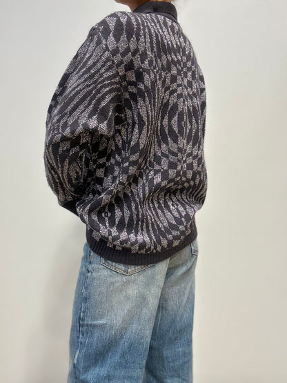 Italiaanse Vintage Polo Trui met Grafisch Motief en Glansdraad