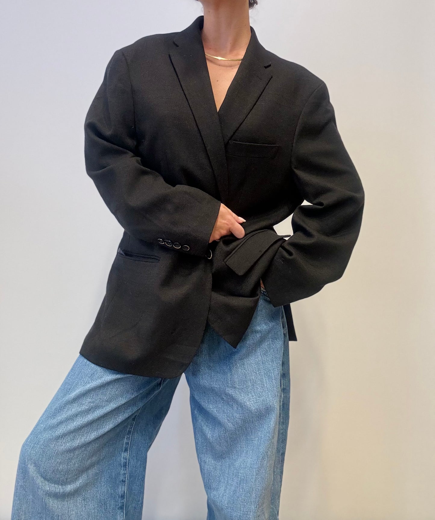 Vintage Tommy Hilfiger Zwarte Wollen Blazer