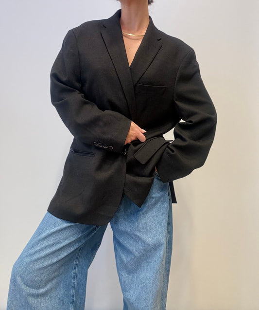 Vintage Tommy Hilfiger Zwarte Wollen Blazer