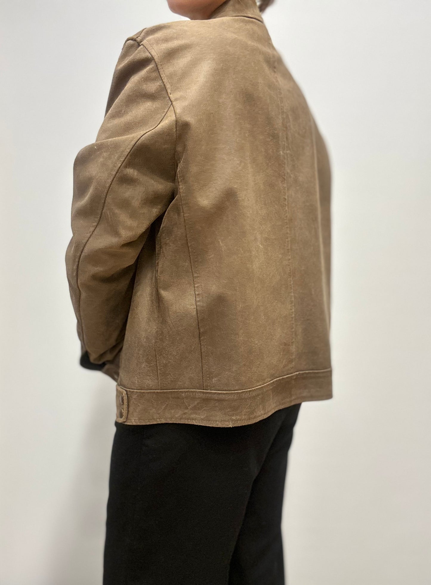 Vintage taupebruine leren utility jas