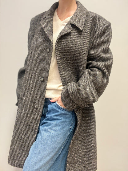 Vintage grijze jas 100% wol
