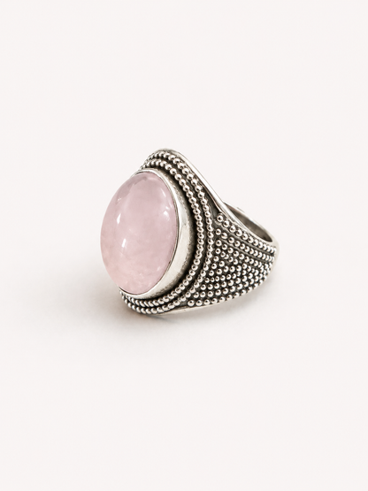 925 Sterling Silver Rose Quartz Statement Ring