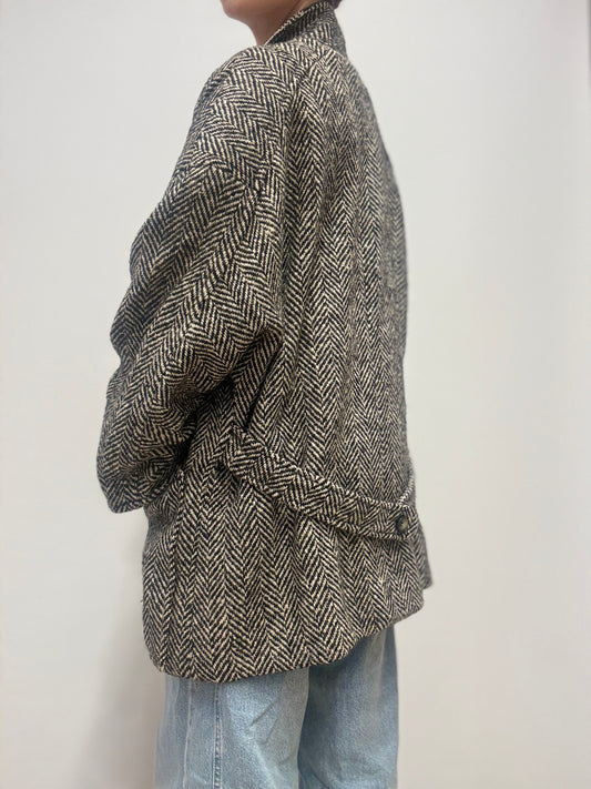 Vintage korte jas in visgraat