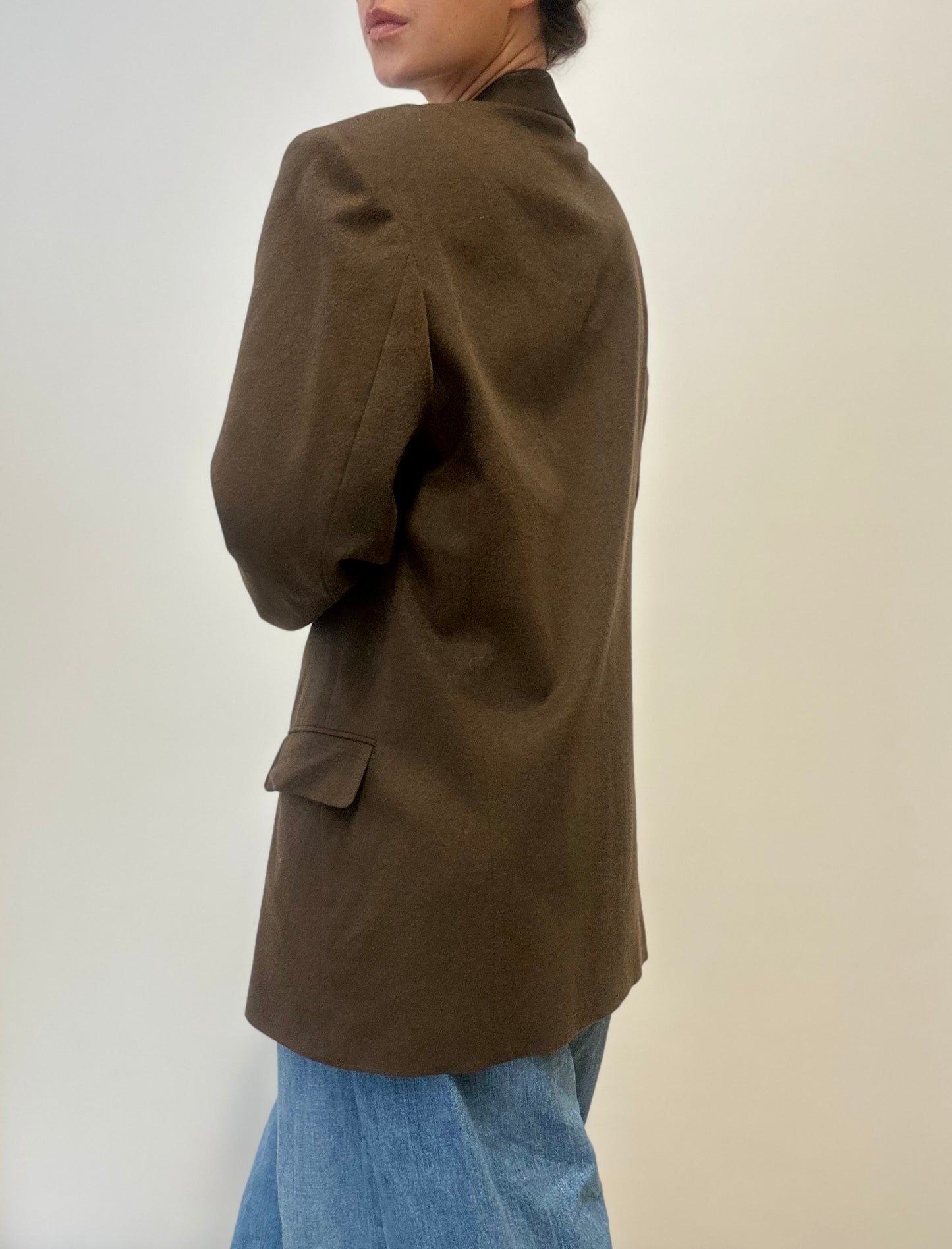 Vintage Wool Blazer in Moss Brown