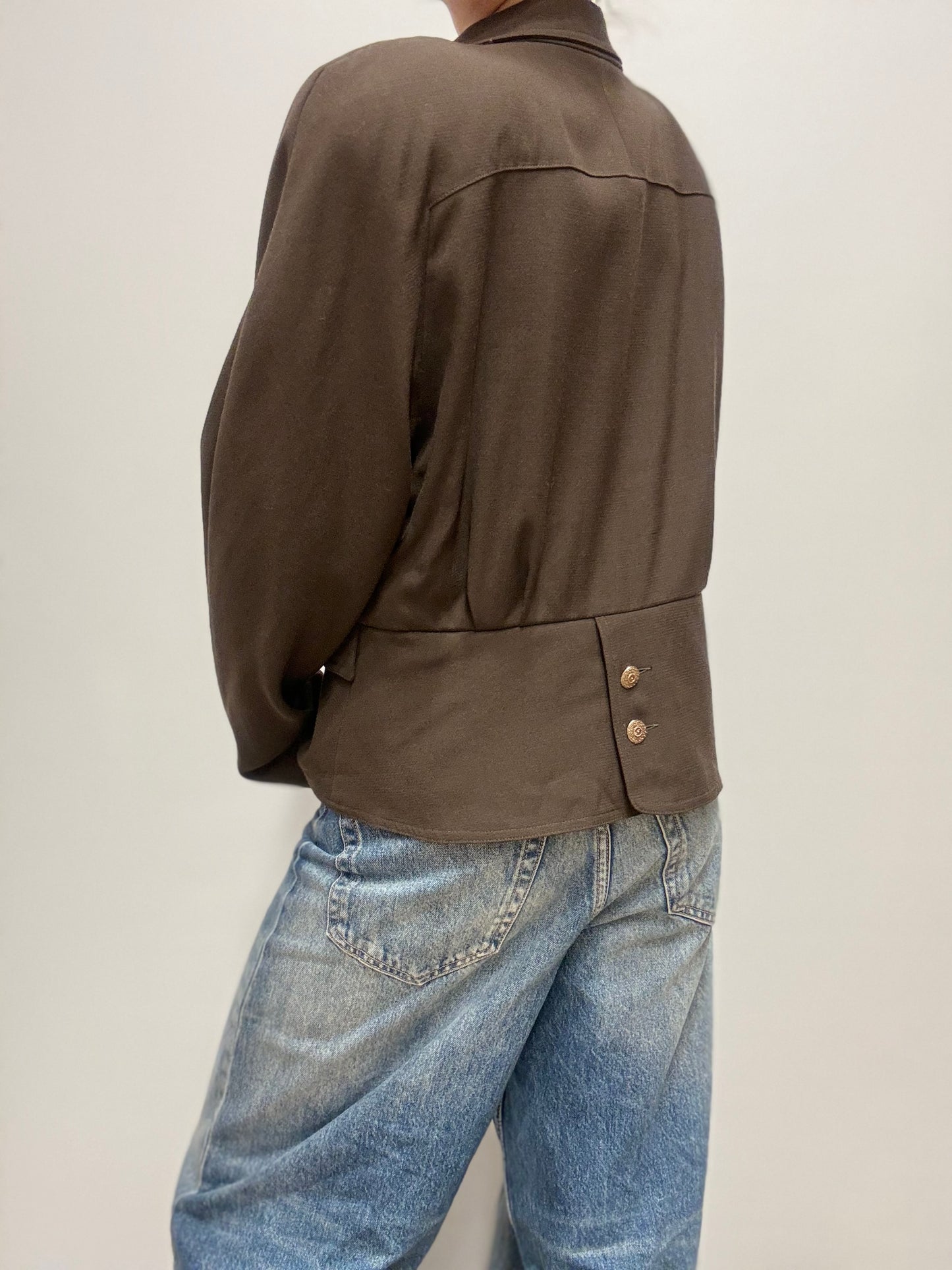 Vintage groene blazer met gouden knopen