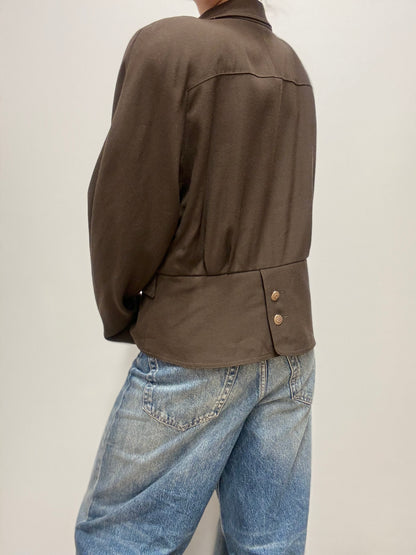 Vintage groene blazer met gouden knopen