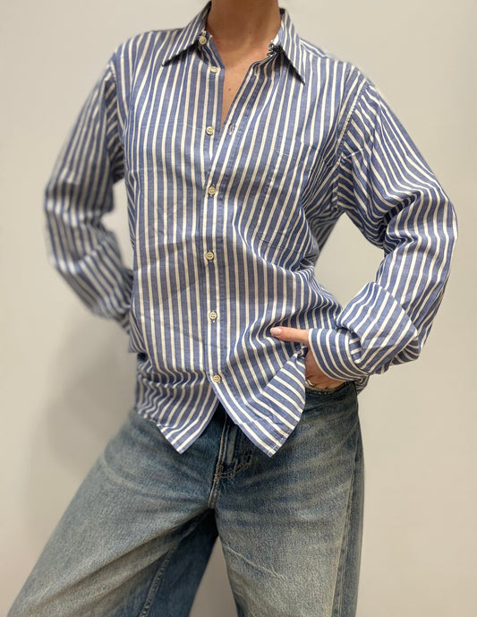 Gestreept katoenen overhemd – blauw/wit
