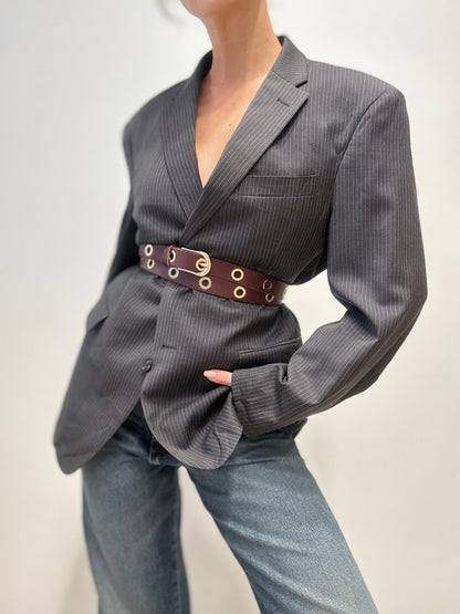 Vintage Tommy Hilfiger Wool Pinstripe Blazer in Charcoal Grey